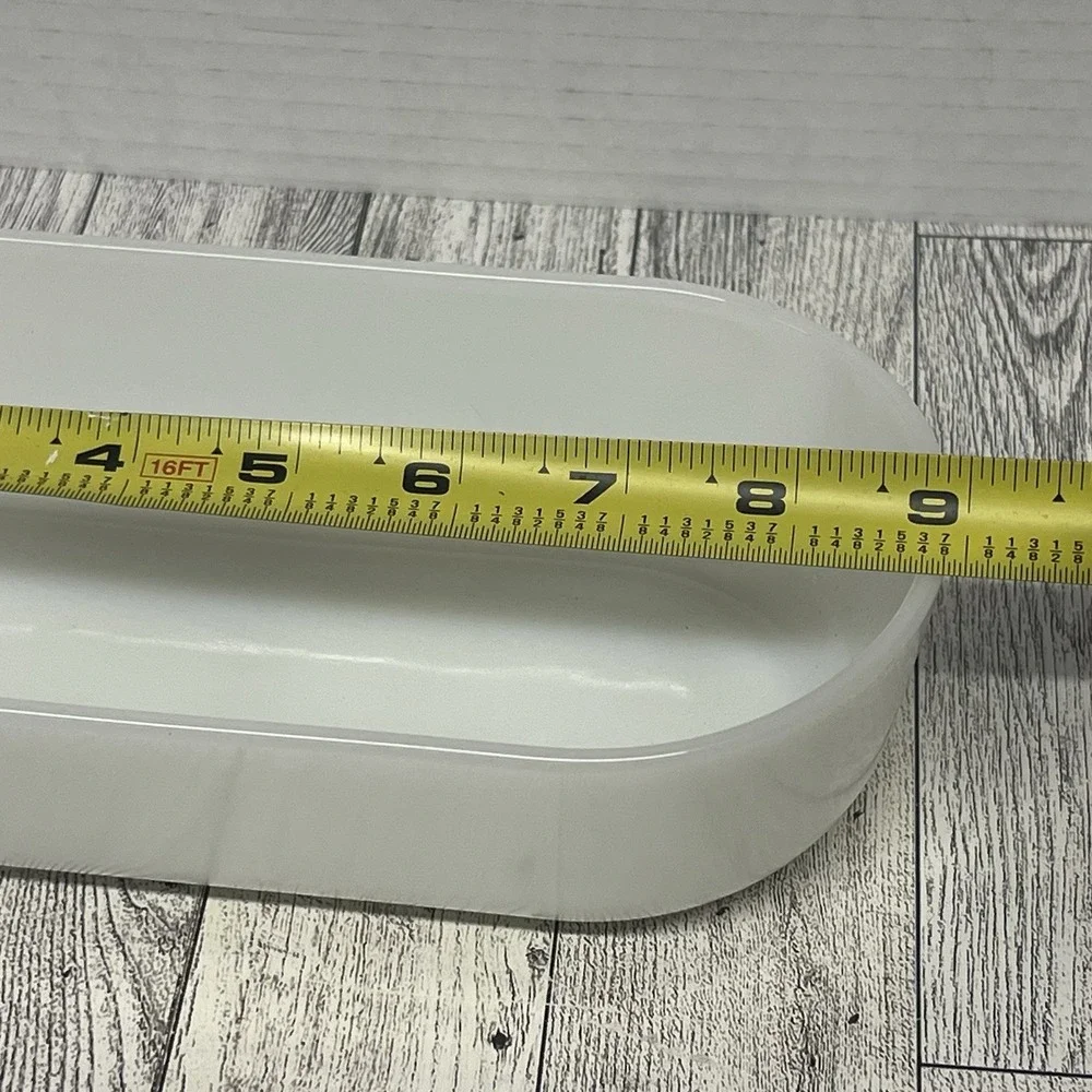 Vintage‎ Fire King White Milk Glass Refrigerator Dish 17 Oval Deep Oblong Baker